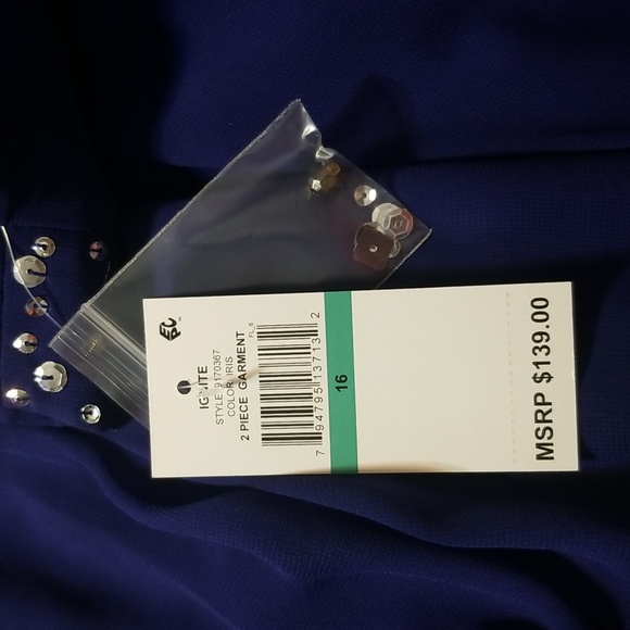 💥60% OFF IGNITE EVENINGS💥 Sz 16, Iris Blue 2 pc.Formal, NWT, Rhinestones #2507 - Picture 6 of 7